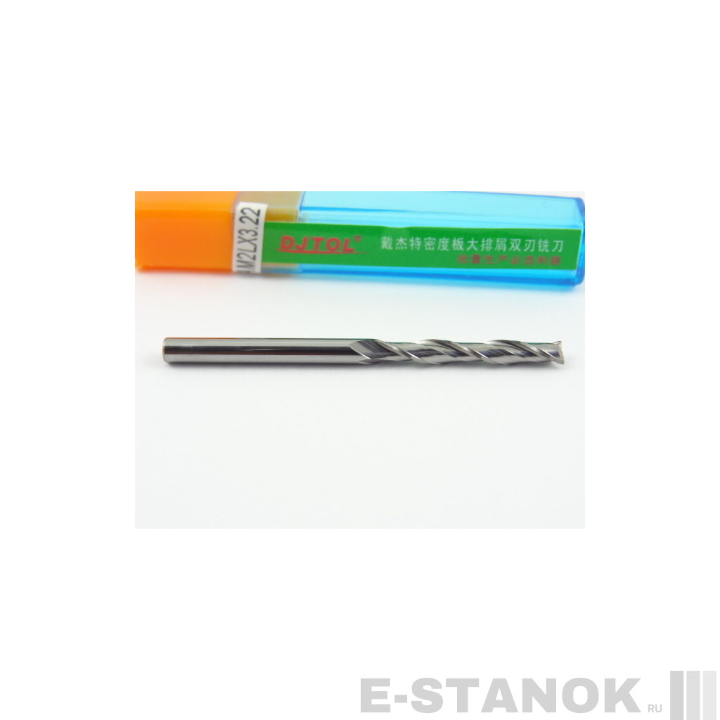 Двухзаходная фреза по МДФ DJTOL A: диам. 3.175 мм, реж. длина 22 мм