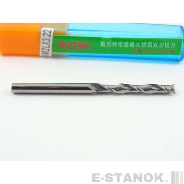 Двухзаходная фреза по МДФ DJTOL A: диам. 3.175 мм, реж. длина 22 мм