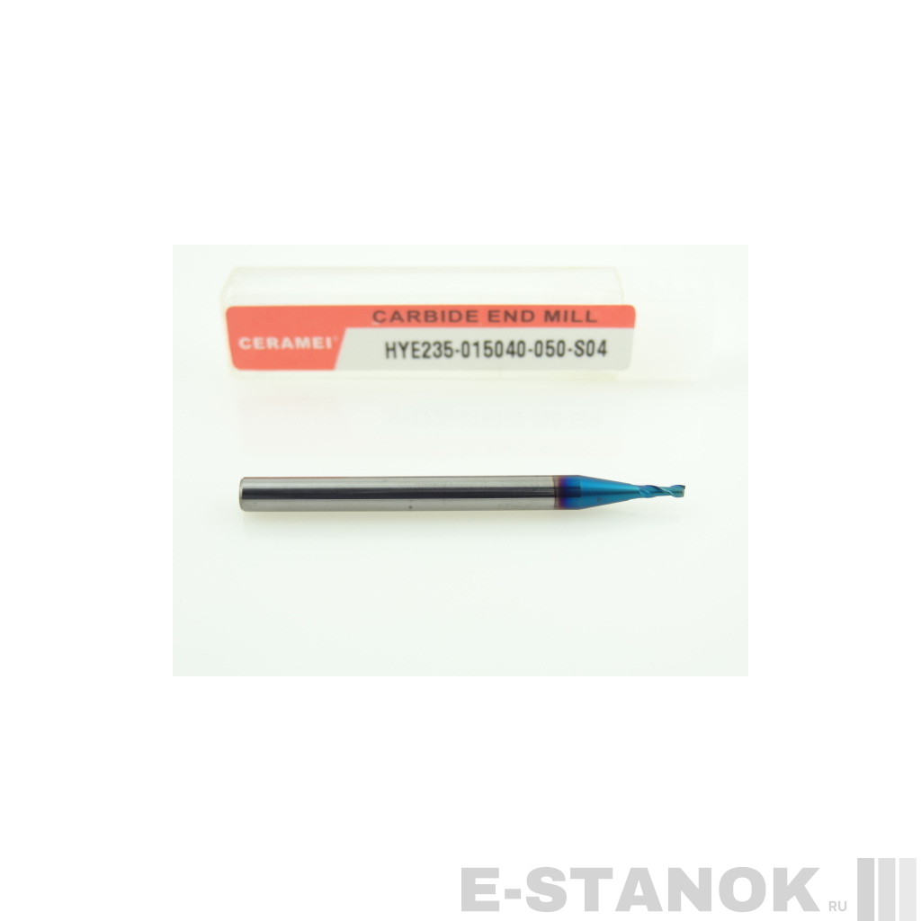 Двухзаходная фреза по закалённым сталям CERAMEI: диам. 1.5 мм, хвост. 4 мм, реж. часть 4 мм