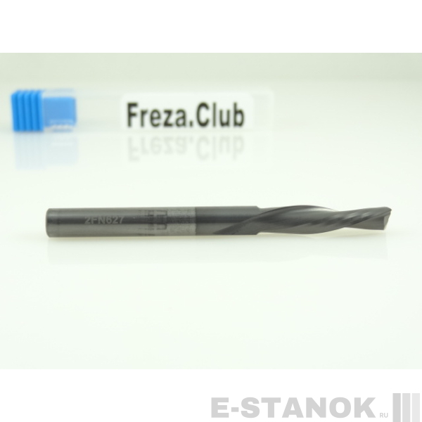 Двухзаходная фреза стружка вниз Альма+: диам. 6 мм, реж. длина 27 мм