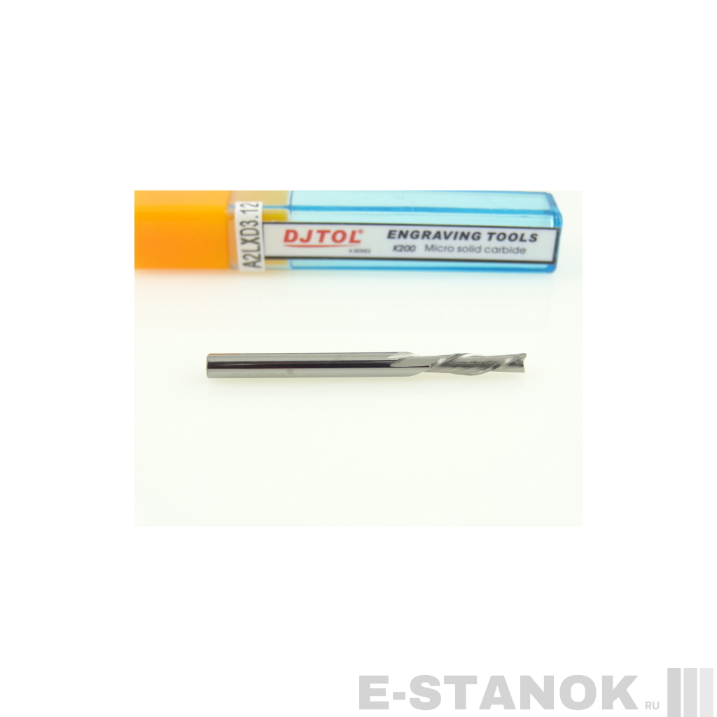 Двухзаходная фреза стружка вниз DJTOL A: диам. 3.175 мм, реж. длина 12 мм