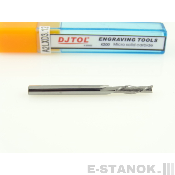 Двухзаходная фреза стружка вниз DJTOL A: диам. 3.175 мм, реж. длина 12 мм