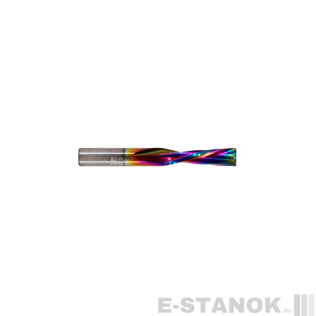 Двухзаходная фреза стружка вниз WoodWork: диам. 8 мм, реж. длина 22 мм (с покрытием DLC)