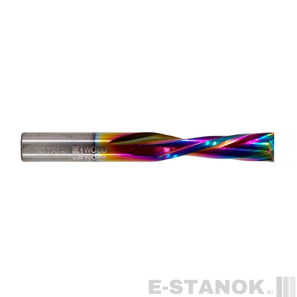 Двухзаходная фреза стружка вниз WoodWork: диам. 8 мм, реж. длина 22 мм (с покрытием DLC)