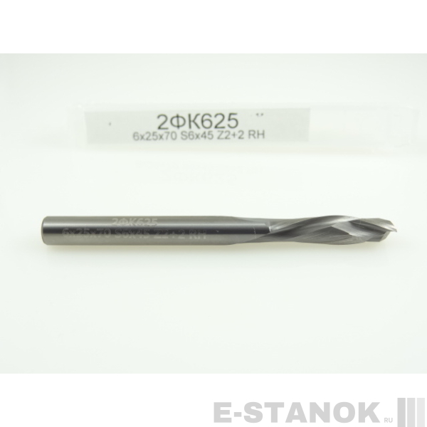 Двухзаходная компрессионная фреза Альма: диам. 6 мм, реж. длина 25 мм