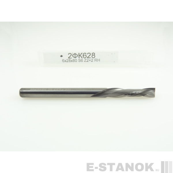 Двухзаходная компрессионная фреза Альма: диам. 6 мм, реж. длина 28 мм