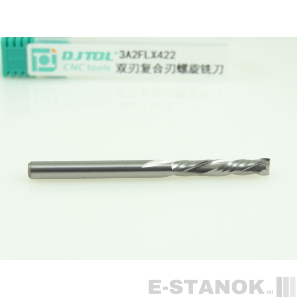 Двухзаходная компрессионная фреза DJTOL 3A: диам. 4 мм, реж. длина 22 мм