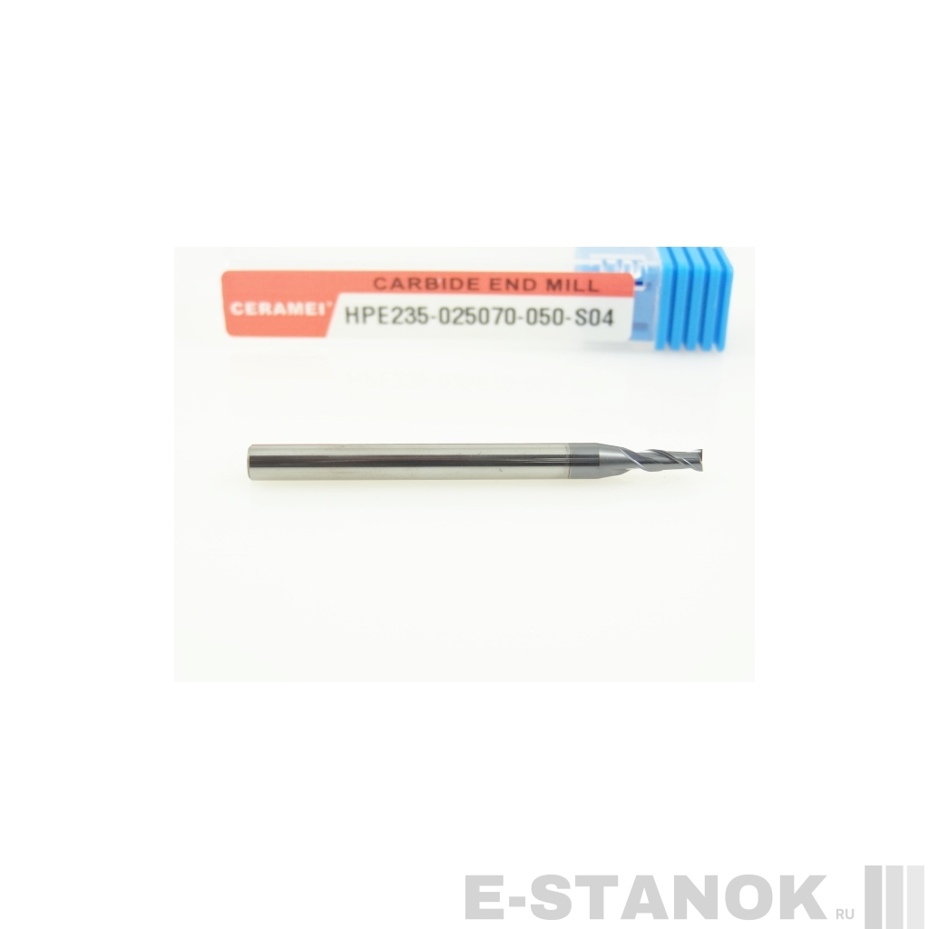 Двухзаходная универсальная фреза (HRC50) CERAMEI: диам. 2.5 мм, хвост. 4 мм, реж. часть 7 мм
