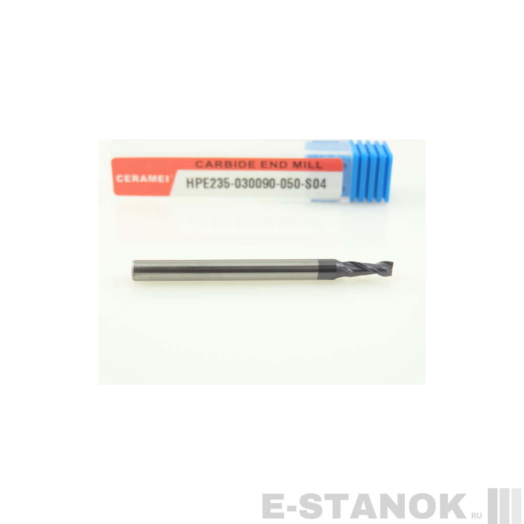 Двухзаходная универсальная фреза (HRC50) CERAMEI: диам. 3 мм, хвост. 4, реж. часть 9 мм