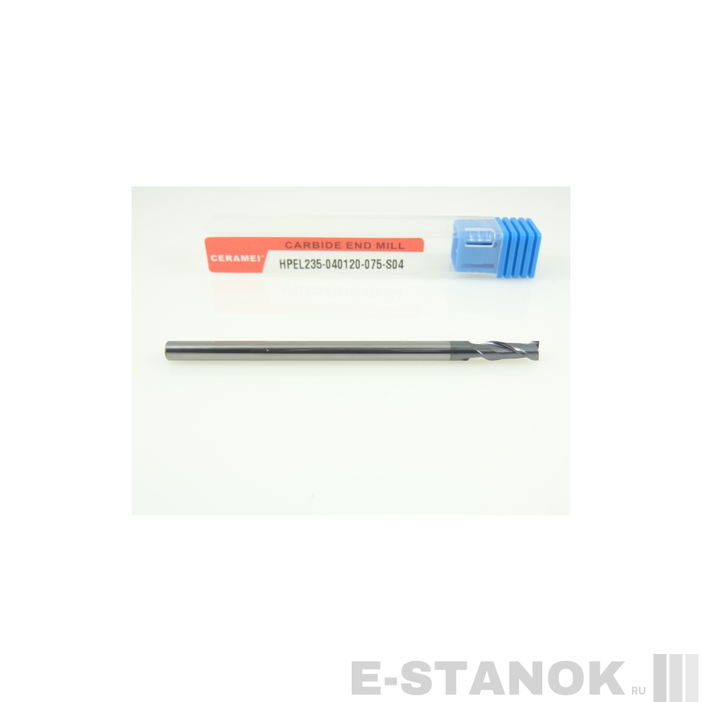 Двухзаходная универсальная фреза (HRC50) CERAMEI: диам. 4 мм, реж. часть 12 мм, общ. длина 75 мм