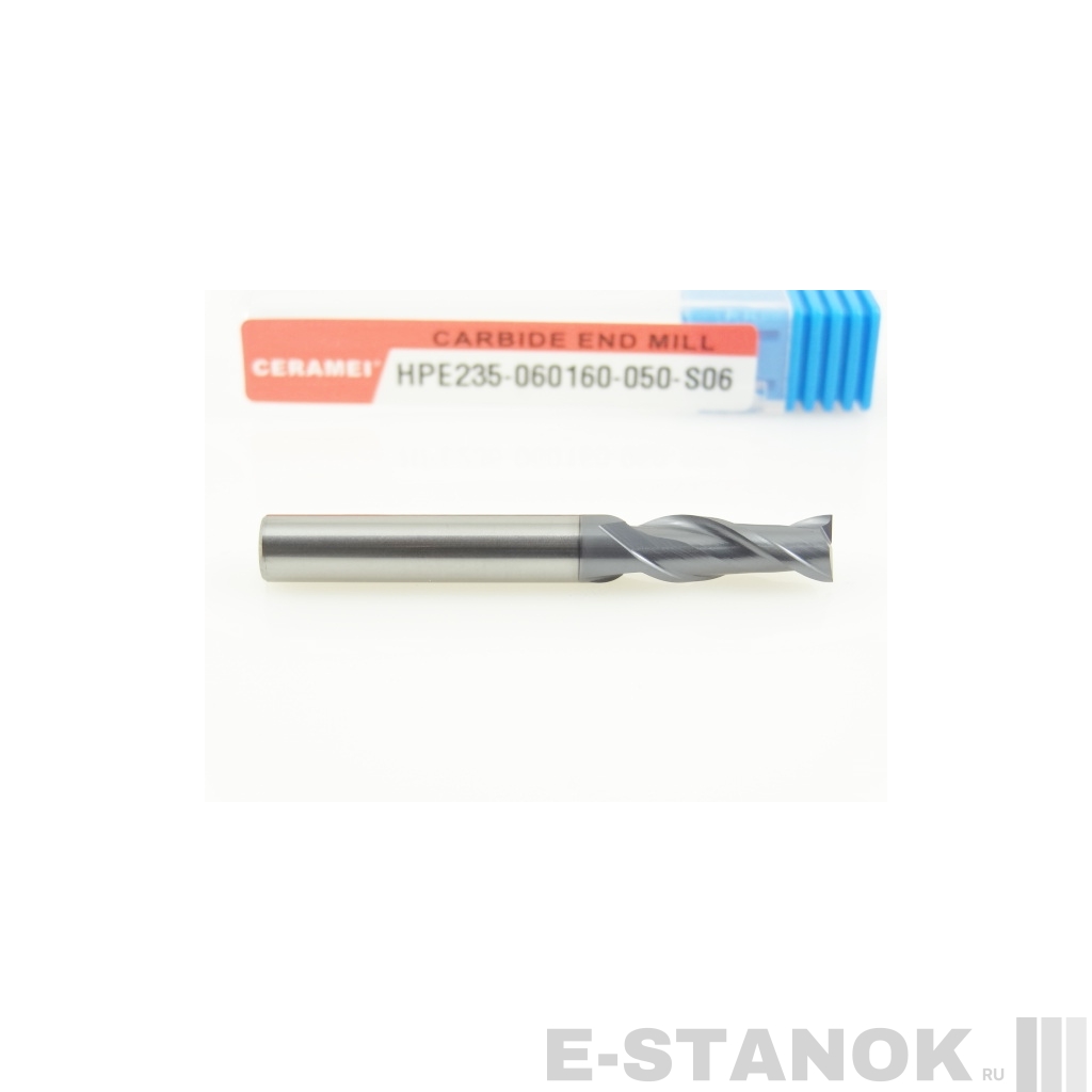 Двухзаходная универсальная фреза (HRC50) CERAMEI: диам. 6 мм, реж. часть 16 мм