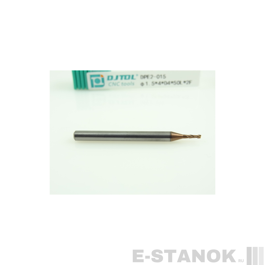 Двухзаходная универсальная фреза (HRC50) DJTOL: диам. 1.5 мм, хвост. 4 мм, реж. часть 4 мм