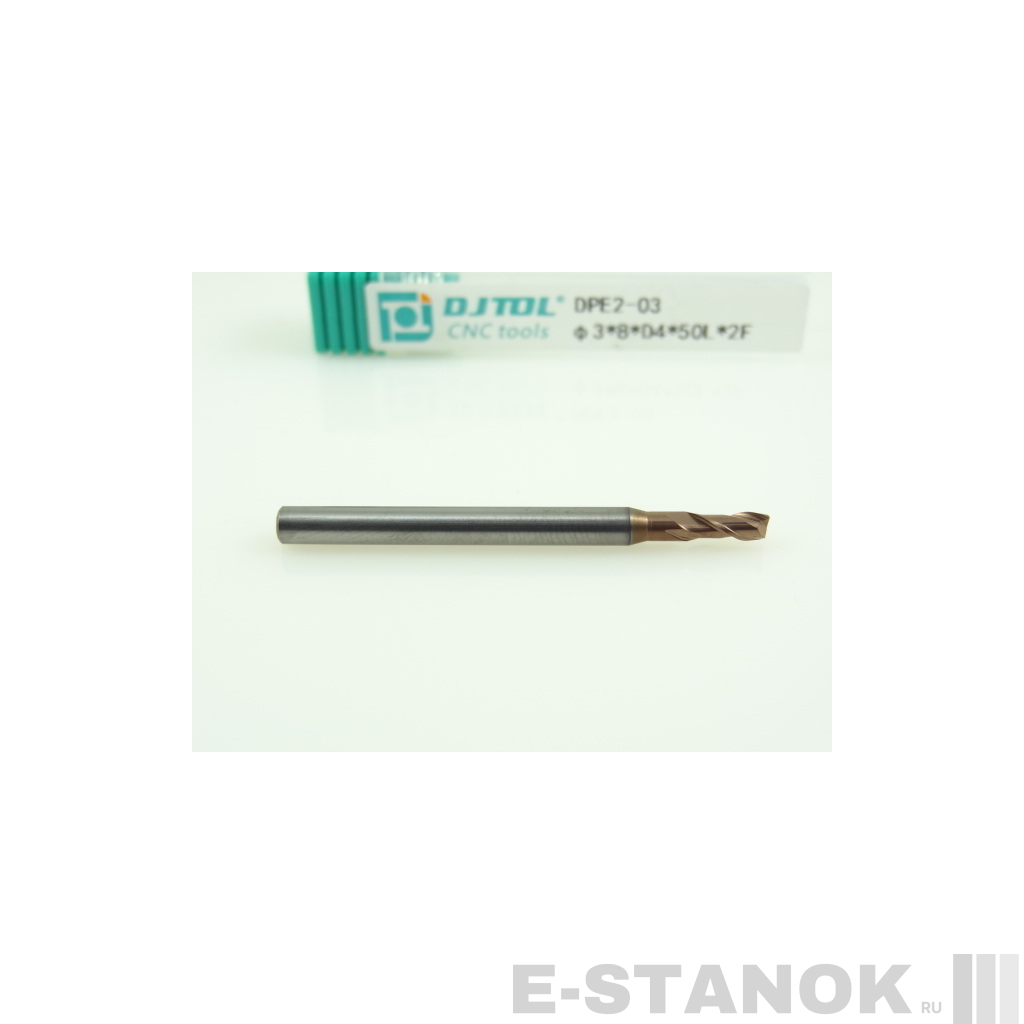 Двухзаходная универсальная фреза (HRC50) DJTOL: диам. 3 мм, хвост. 4, реж. часть 8 мм