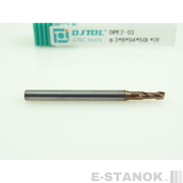 Двухзаходная универсальная фреза (HRC50) DJTOL: диам. 3 мм, хвост. 4, реж. часть 8 мм