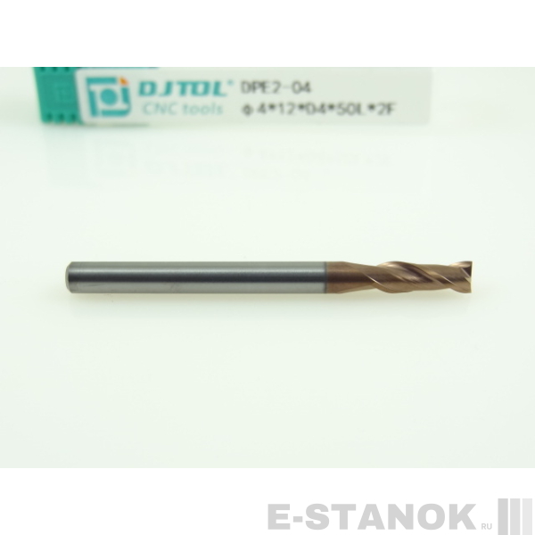 Двухзаходная универсальная фреза (HRC50) DJTOL: диам. 4 мм, реж. часть 12 мм