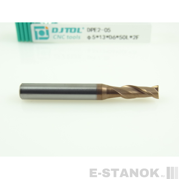 Двухзаходная универсальная фреза (HRC50) DJTOL: диам. 5 мм, хвост. 6 мм, реж. часть 13 мм