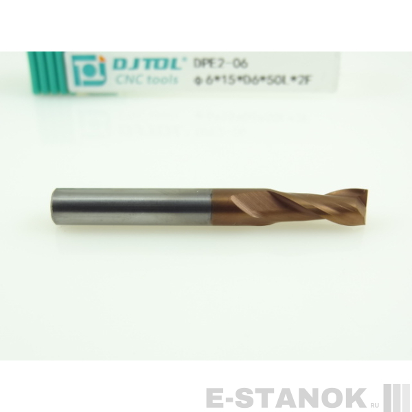 Двухзаходная универсальная фреза (HRC50) DJTOL: диам. 6 мм, реж. часть 15 мм