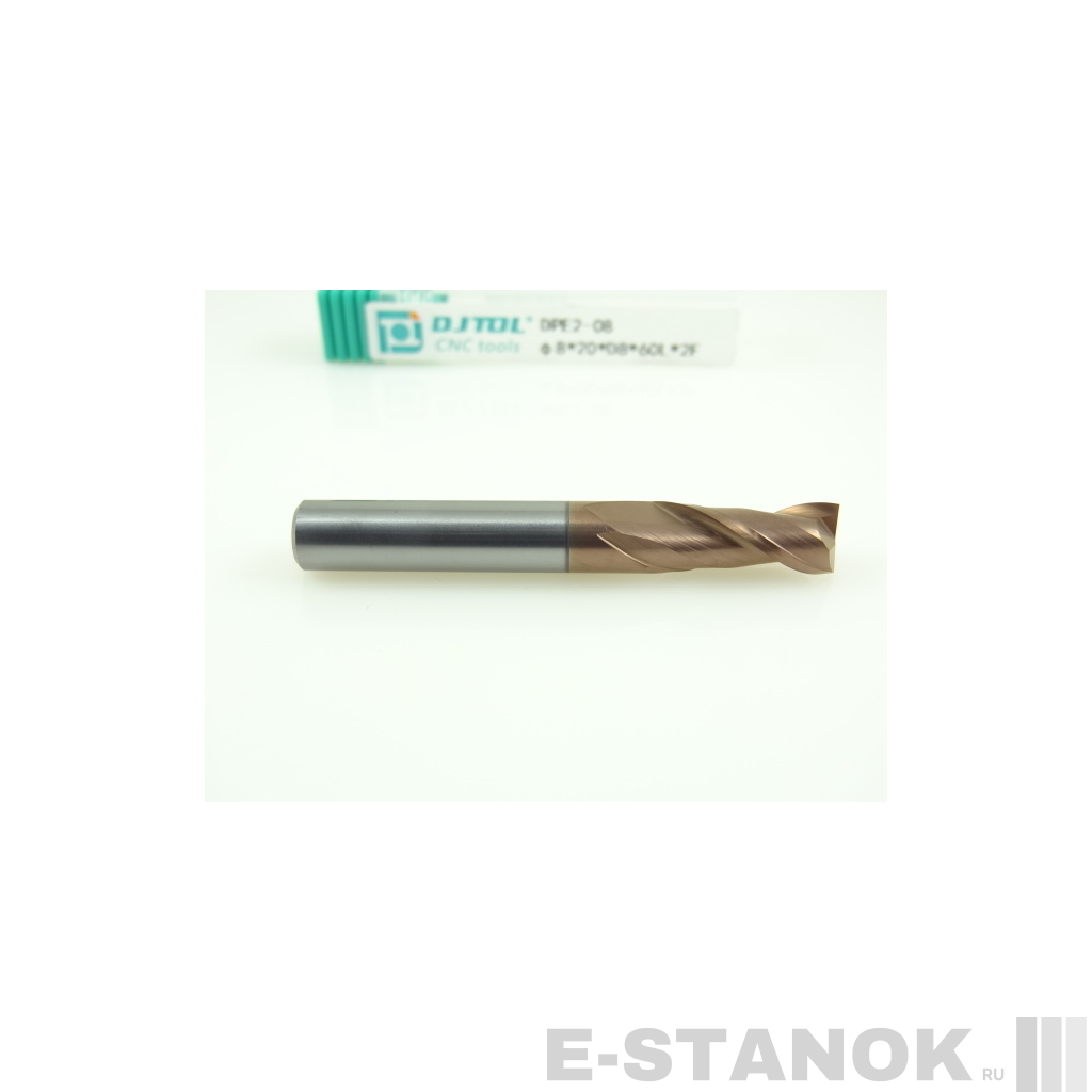 Двухзаходная универсальная фреза (HRC50) DJTOL: диам. 8 мм, реж. часть 20 мм