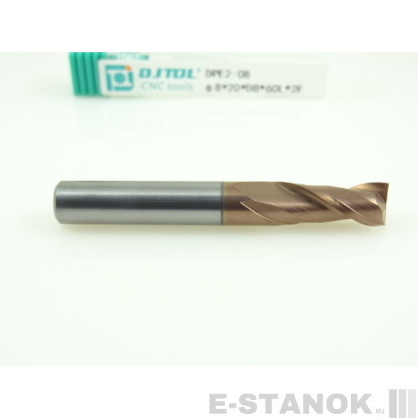 Двухзаходная универсальная фреза (HRC50) DJTOL: диам. 8 мм, реж. часть 20 мм