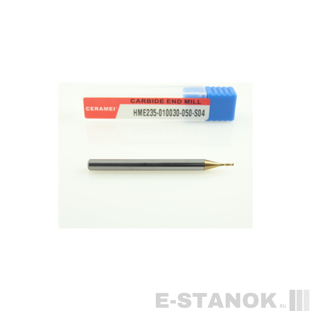 Двухзаходная универсальная фреза (HRC55) CERAMEI: диам. 1 мм, хвост. 4 мм, реж. часть 3 мм