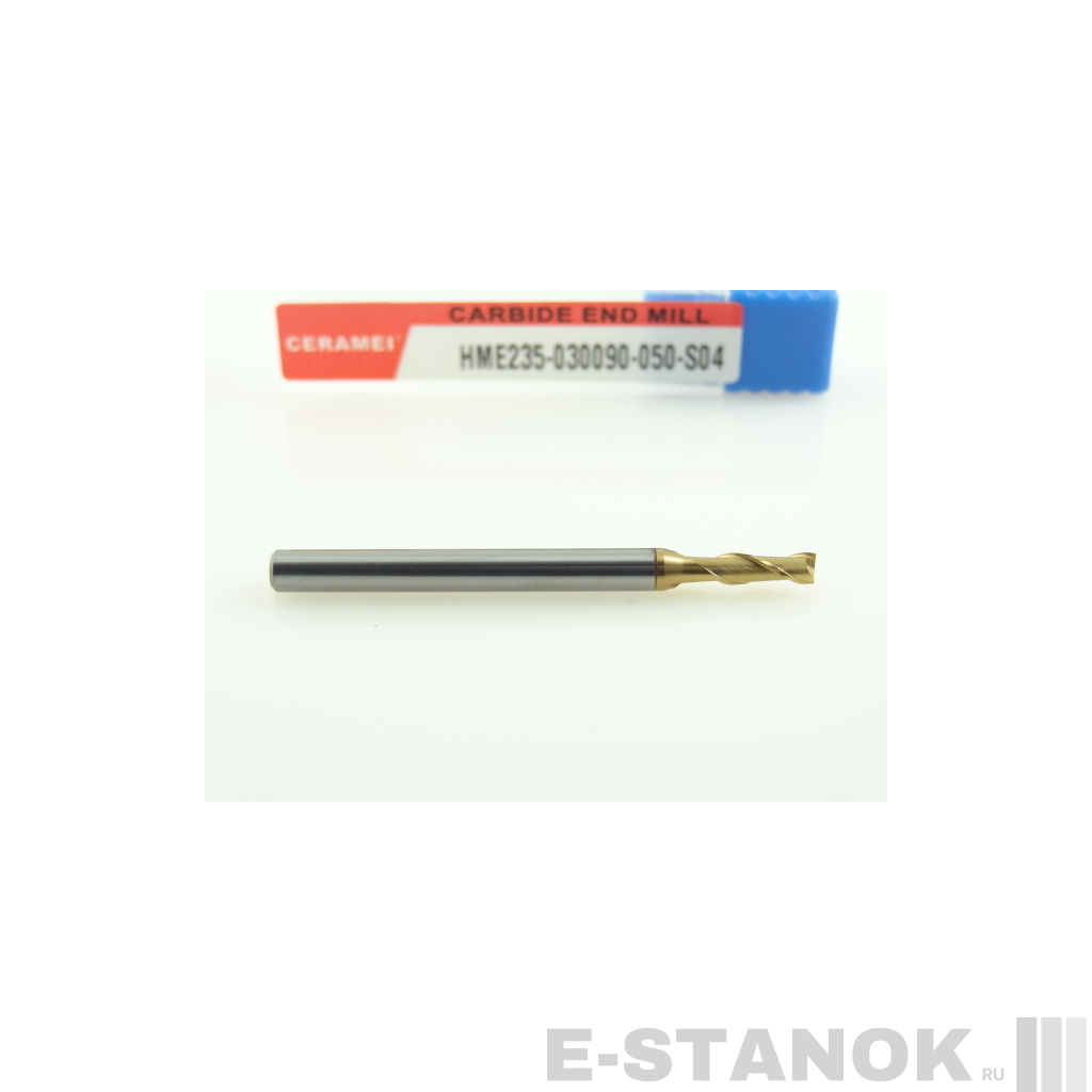 Двухзаходная универсальная фреза (HRC55) CERAMEI: диам. 3 мм, хвост. 4 мм, реж. часть 9 мм