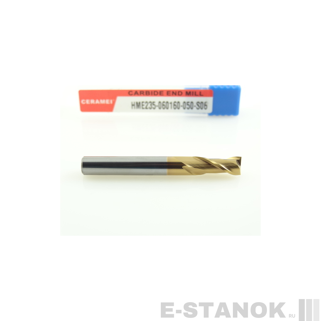 Двухзаходная универсальная фреза (HRC55) CERAMEI: диам. 6 мм, реж. часть 16 мм