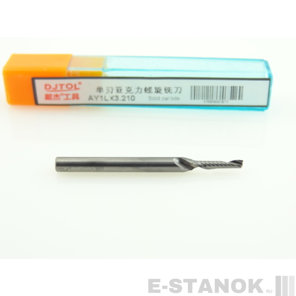 Фреза по акрилу DJTOL A: хвост. 3,175 мм, диам. 2 мм, реж. длина 10 мм