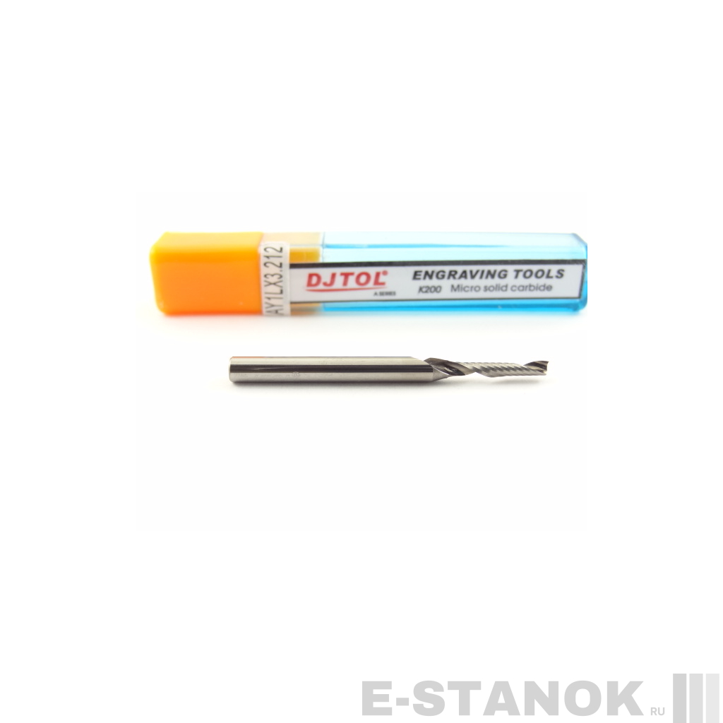 Фреза по акрилу DJTOL A: хвост. 3,175 мм, диам. 2 мм, реж. длина 12 мм