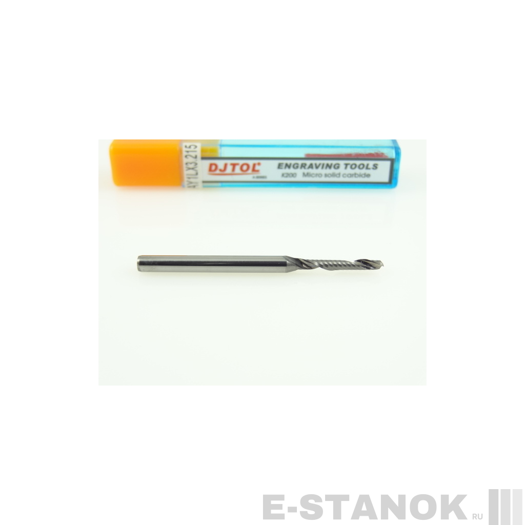 Фреза по акрилу DJTOL A: хвост. 3,175 мм, диам. 2 мм, реж. длина 15 мм
