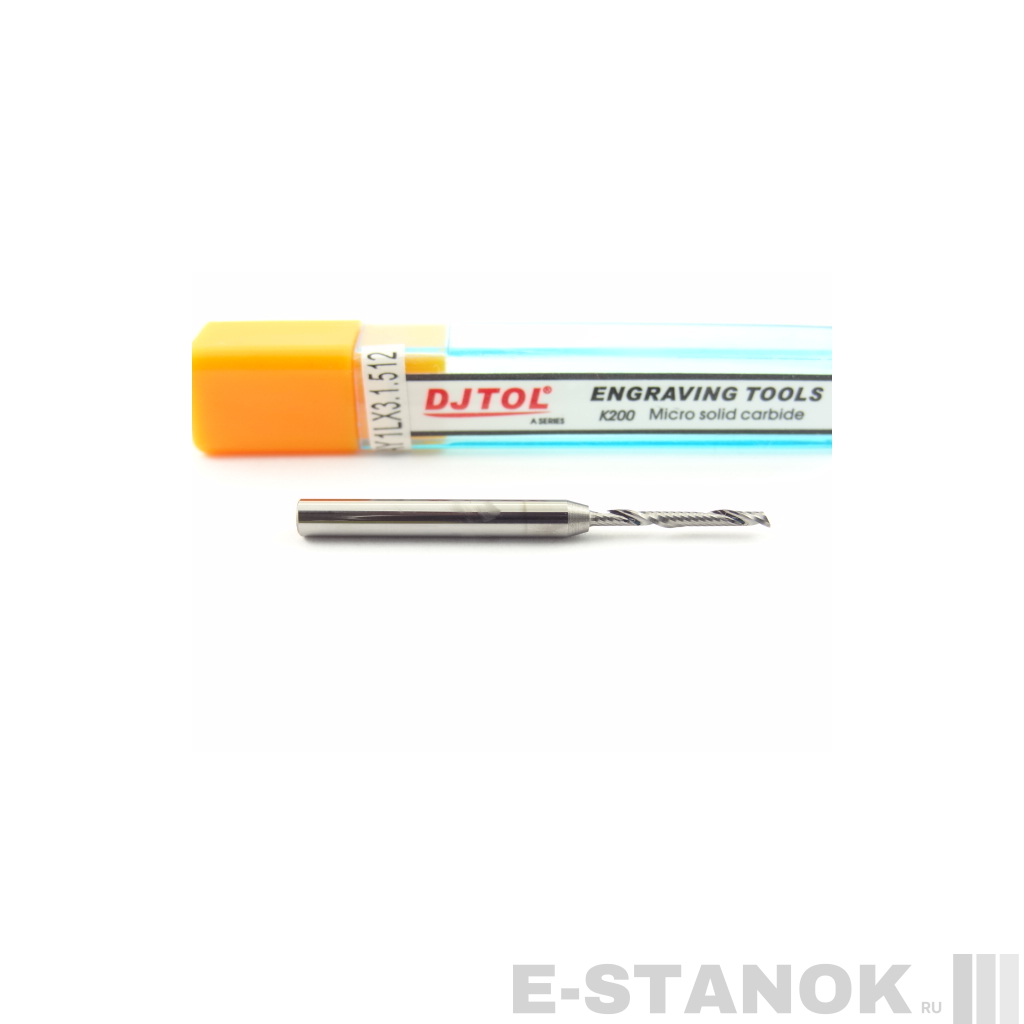 Фреза по акрилу DJTOL A: хвост. 3.175 мм, диам. 1.5 мм, реж. длина 12 мм