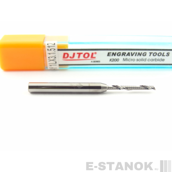 Фреза по акрилу DJTOL A: хвост. 3.175 мм, диам. 1.5 мм, реж. длина 12 мм