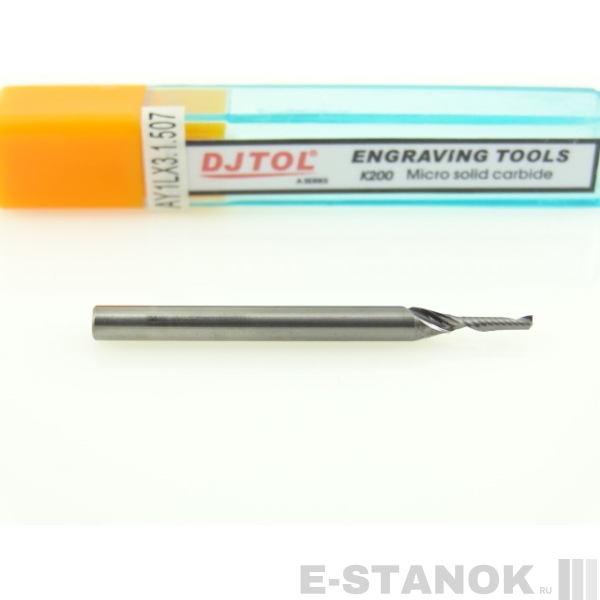 Фреза по акрилу DJTOL A: хвост. 3.175 мм, диам. 1.5 мм, реж. длина 7 мм