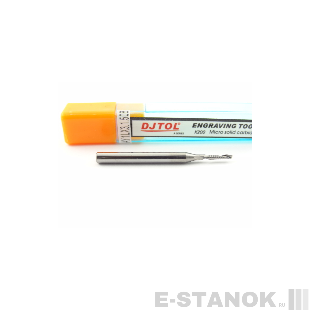 Фреза по акрилу DJTOL A: хвост. 3.175 мм, диам. 1.5 мм, реж. длина 8 мм