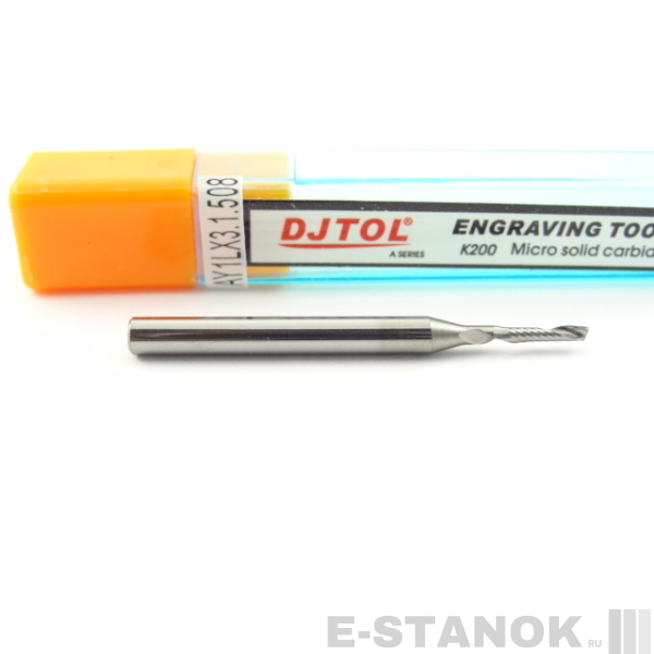 Фреза по акрилу DJTOL A: хвост. 3.175 мм, диам. 1.5 мм, реж. длина 8 мм