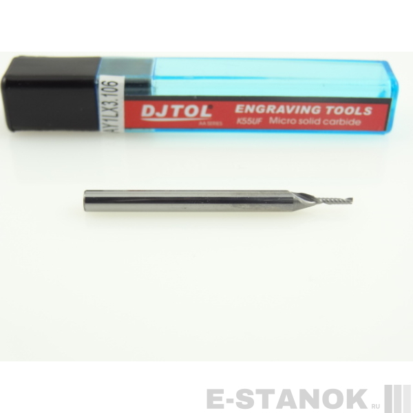 Фреза по акрилу DJTOL AA: хвост. 3,175 мм, диам. 1 мм, реж. длина 6 мм