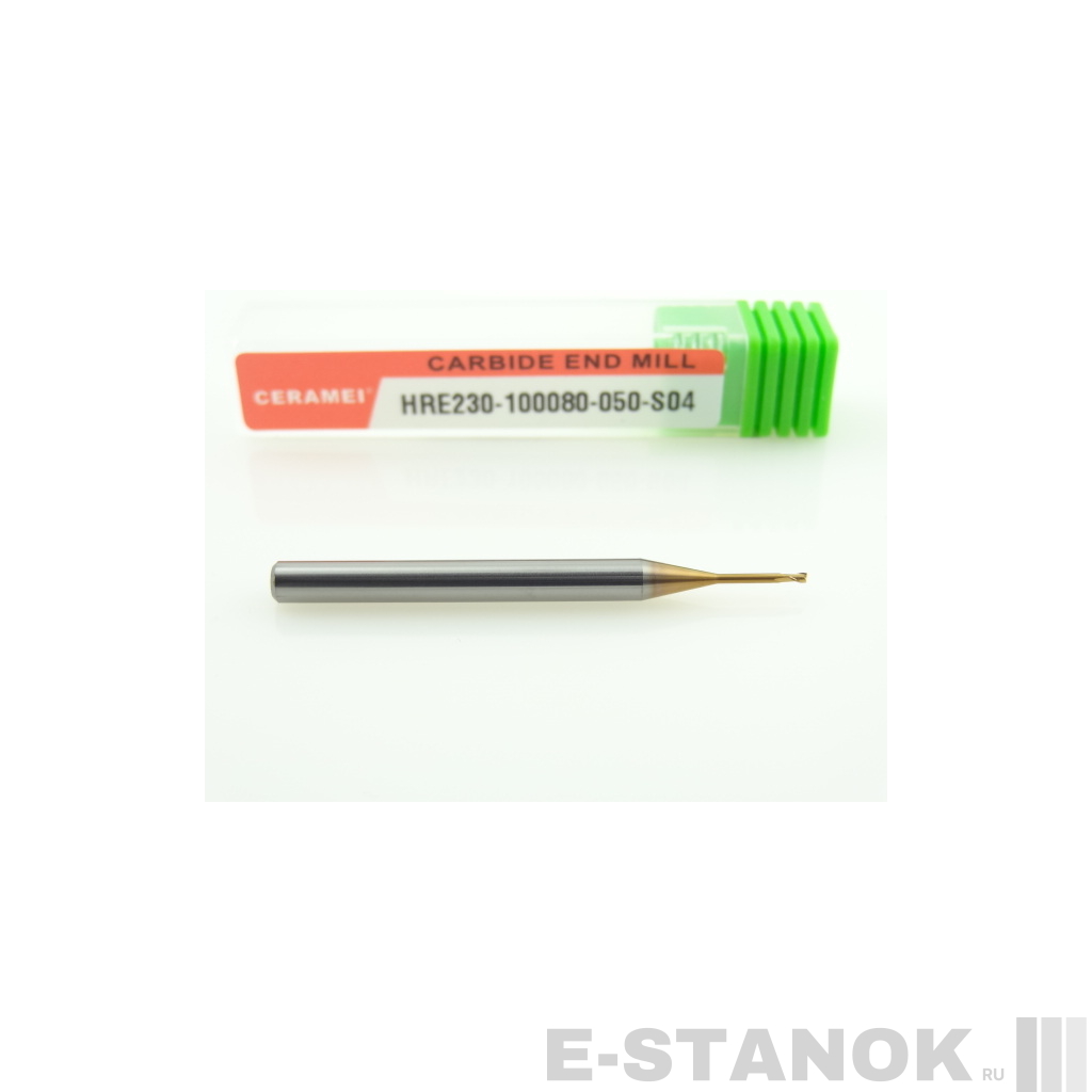 Микрофреза двухзаходная по закалённым сталям CERAMEI: диам. 1 мм, хвост. 4 мм, реж. часть 1.5 мм, рабочая длина 8 мм
