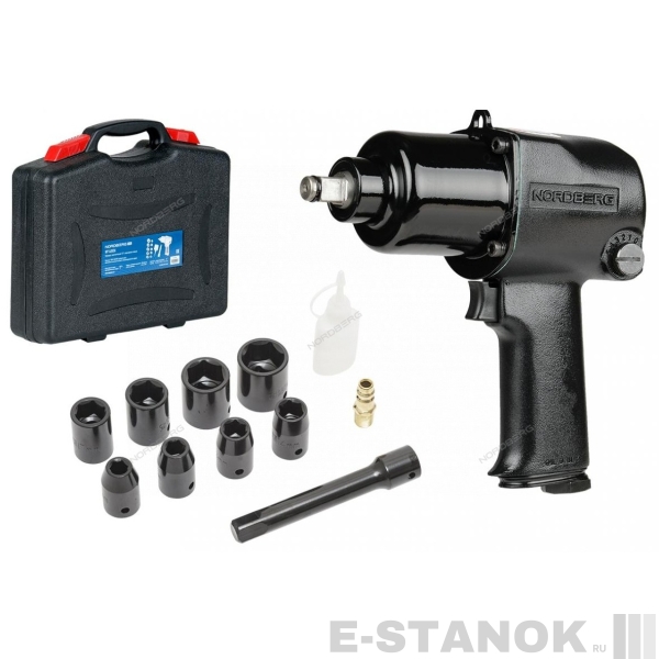 NP14085K NORDBERG ECO Пневмогайковерт ударный 1/2" в кейсе, 850 нм