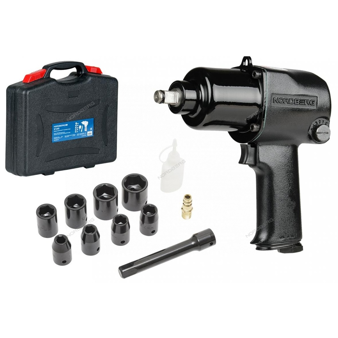 NP14085K NORDBERG ECO Пневмогайковерт ударный 1/2" в кейсе, 850 нм