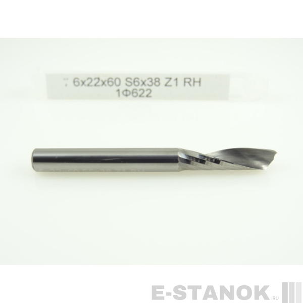 Однозаходная фреза Альма: диам. 6 мм, реж. длина 22 мм