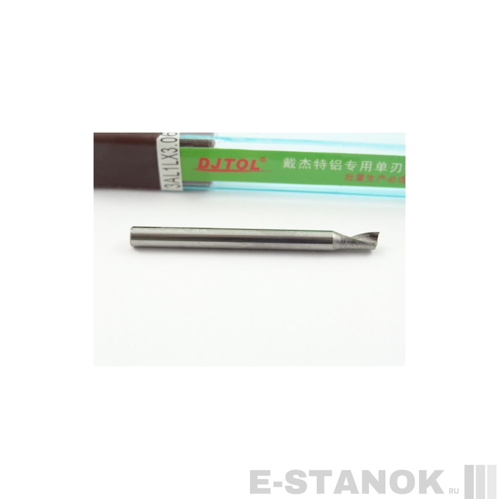 Однозаходная фреза по алюминию DJTOL 3A: диам. 3,175 мм, реж. длина 6 мм