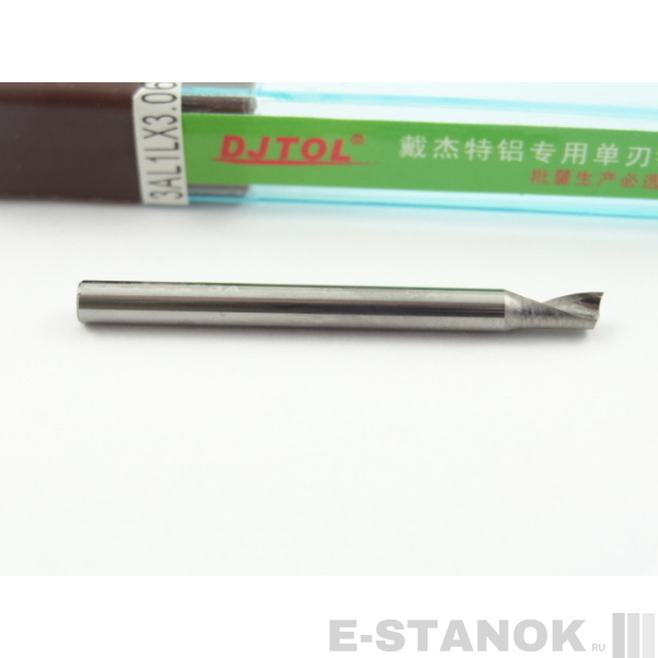 Однозаходная фреза по алюминию DJTOL 3A: диам. 3,175 мм, реж. длина 6 мм