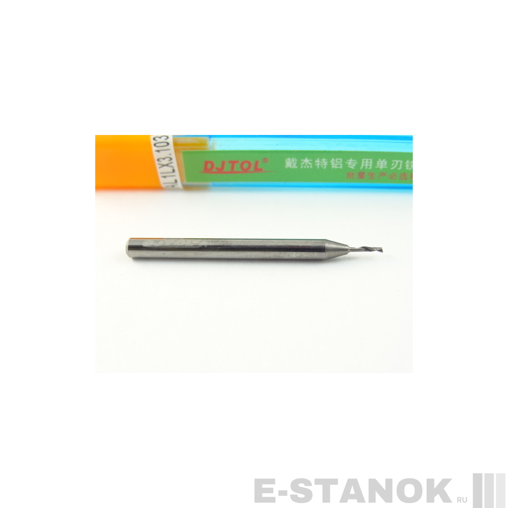 Однозаходная фреза по алюминию DJTOL A: диам. 1 мм, хвост. 3,175 мм, реж. длина 3 мм