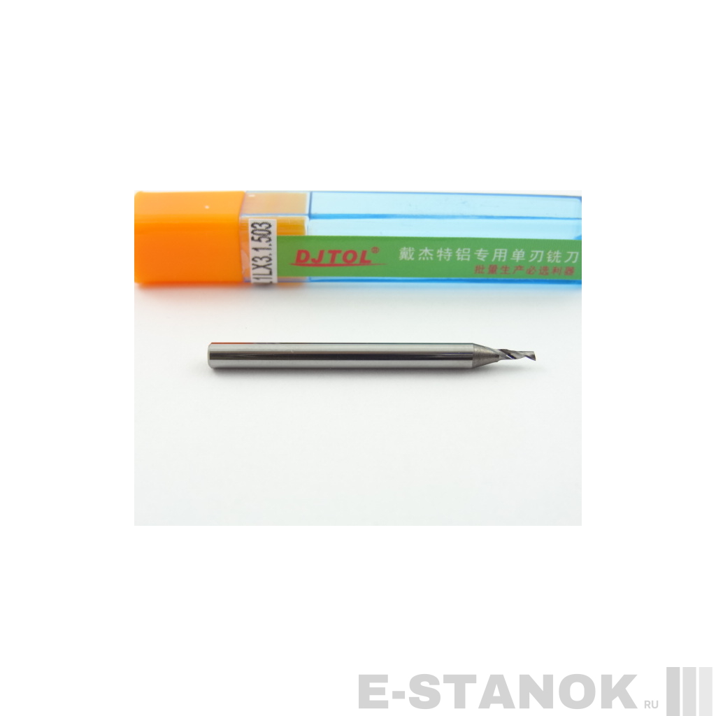 Однозаходная фреза по алюминию DJTOL A: диам. 1.5 мм, хвост. 3,175 мм, реж. длина 3 мм