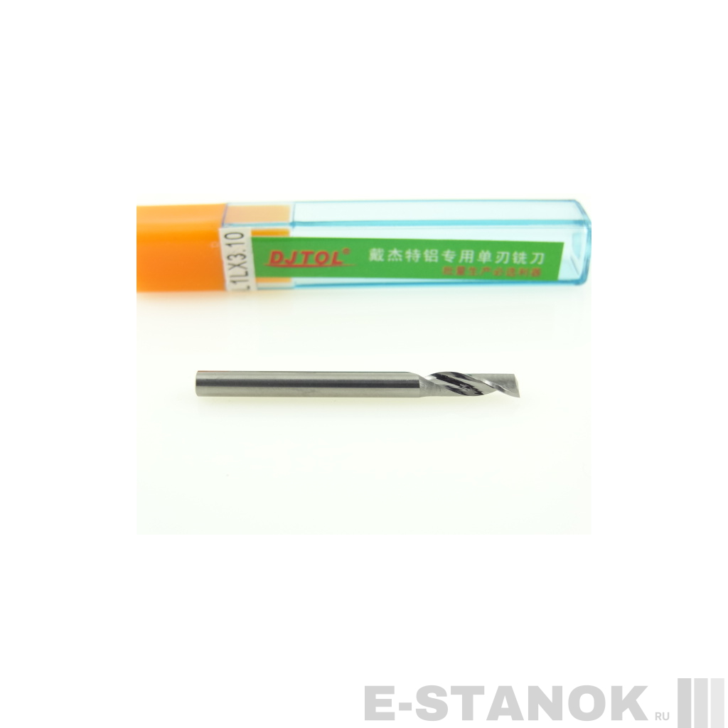 Однозаходная фреза по алюминию DJTOL A: диам. 3,175 мм, реж. длина 10 мм