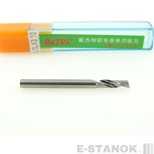 Однозаходная фреза по алюминию DJTOL A: диам. 3,175 мм, реж. длина 10 мм