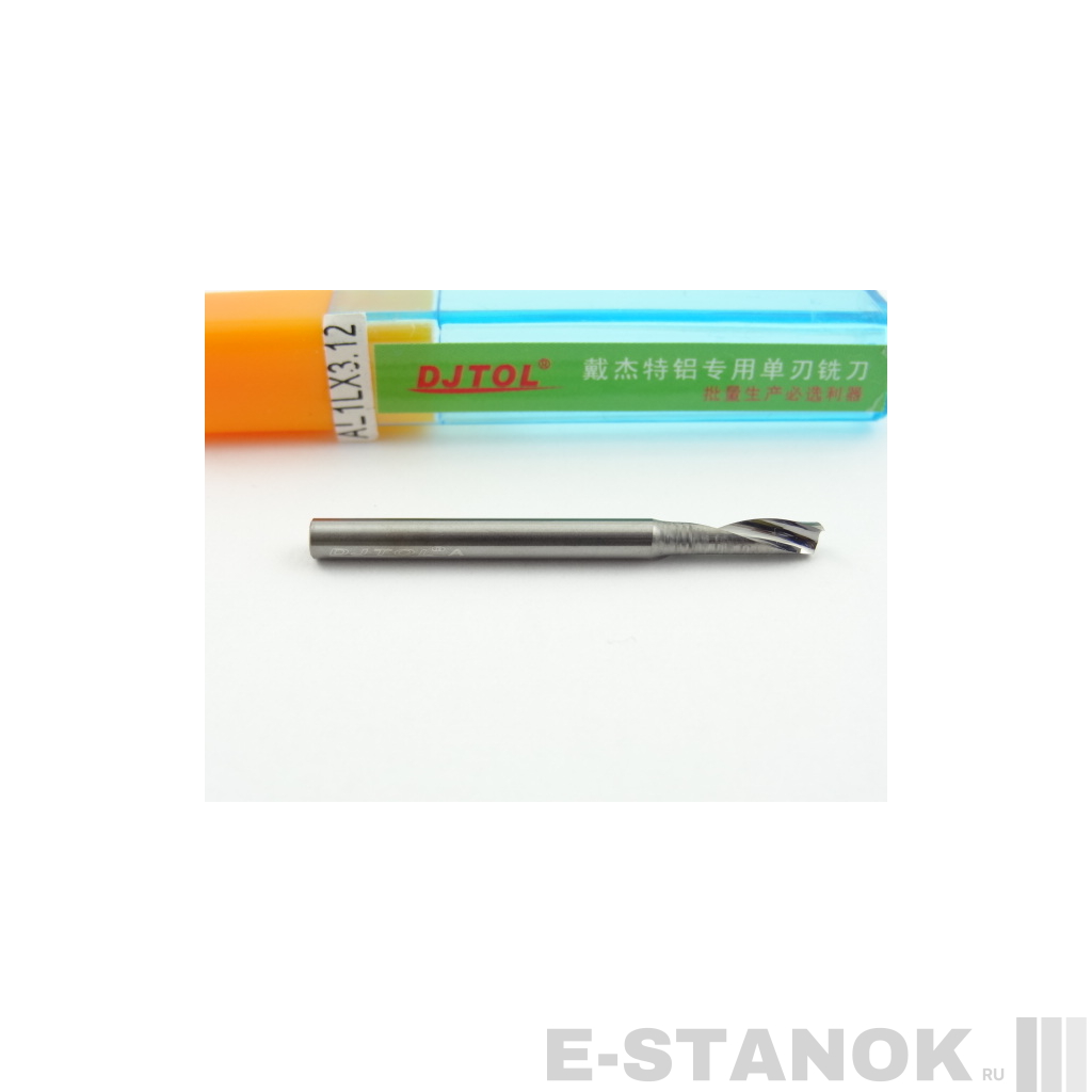 Однозаходная фреза по алюминию DJTOL A: диам. 3,175 мм, реж. длина 12 мм