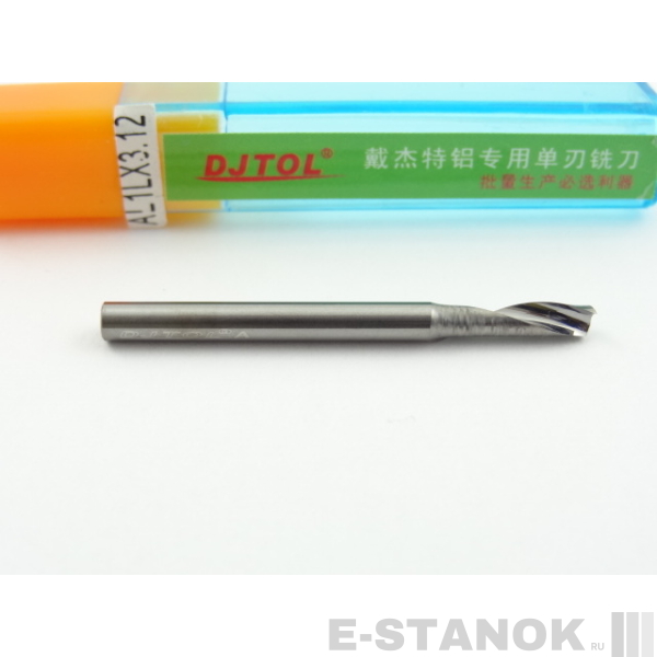 Однозаходная фреза по алюминию DJTOL A: диам. 3,175 мм, реж. длина 12 мм