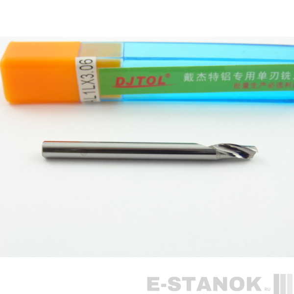 Однозаходная фреза по алюминию DJTOL A: диам. 3,175 мм, реж. длина 6 мм