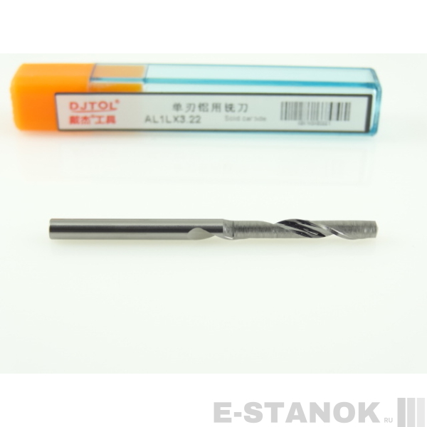 Однозаходная фреза по алюминию DJTOL A: диам. 3.175 мм, реж. длина 22 мм