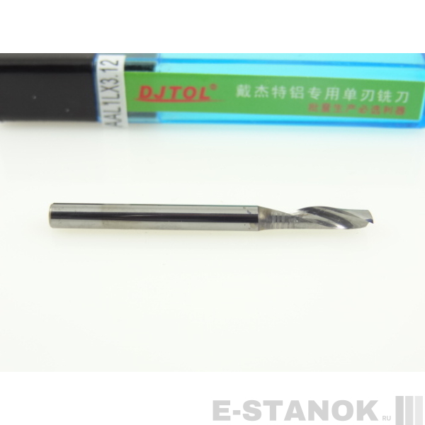 Однозаходная фреза по алюминию DJTOL AA: диам. 3,175 мм, реж. длина 12 мм